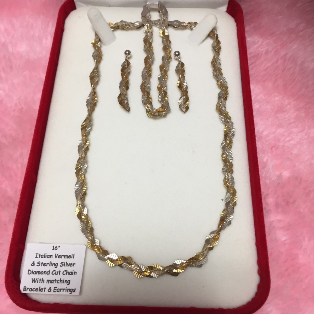 Italian Vermeil & Sterling Silver Necklace Set
